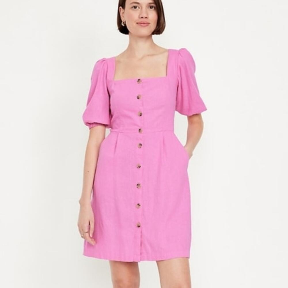 Old Navy Pink Linen Mini Dress with Button Detail XXL NWT